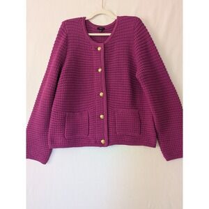 Talbots Plus Fuchsia Kate Cardigan Lady Jacket Gold Crest Buttons Size X New